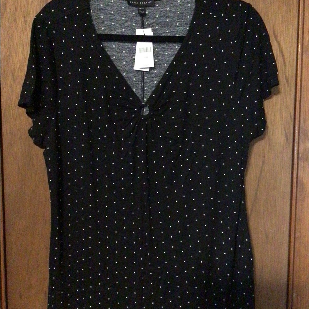 Lane Bryant Black and White Dotted Blouse